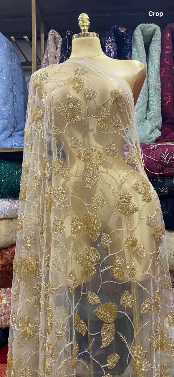 Gold beaded lace